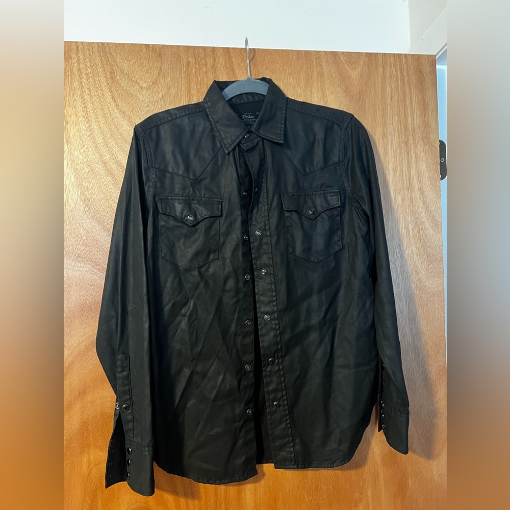 Ralph Lauren Black Western Shirt with Wax Sheen